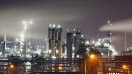 Petrochemical plant in night